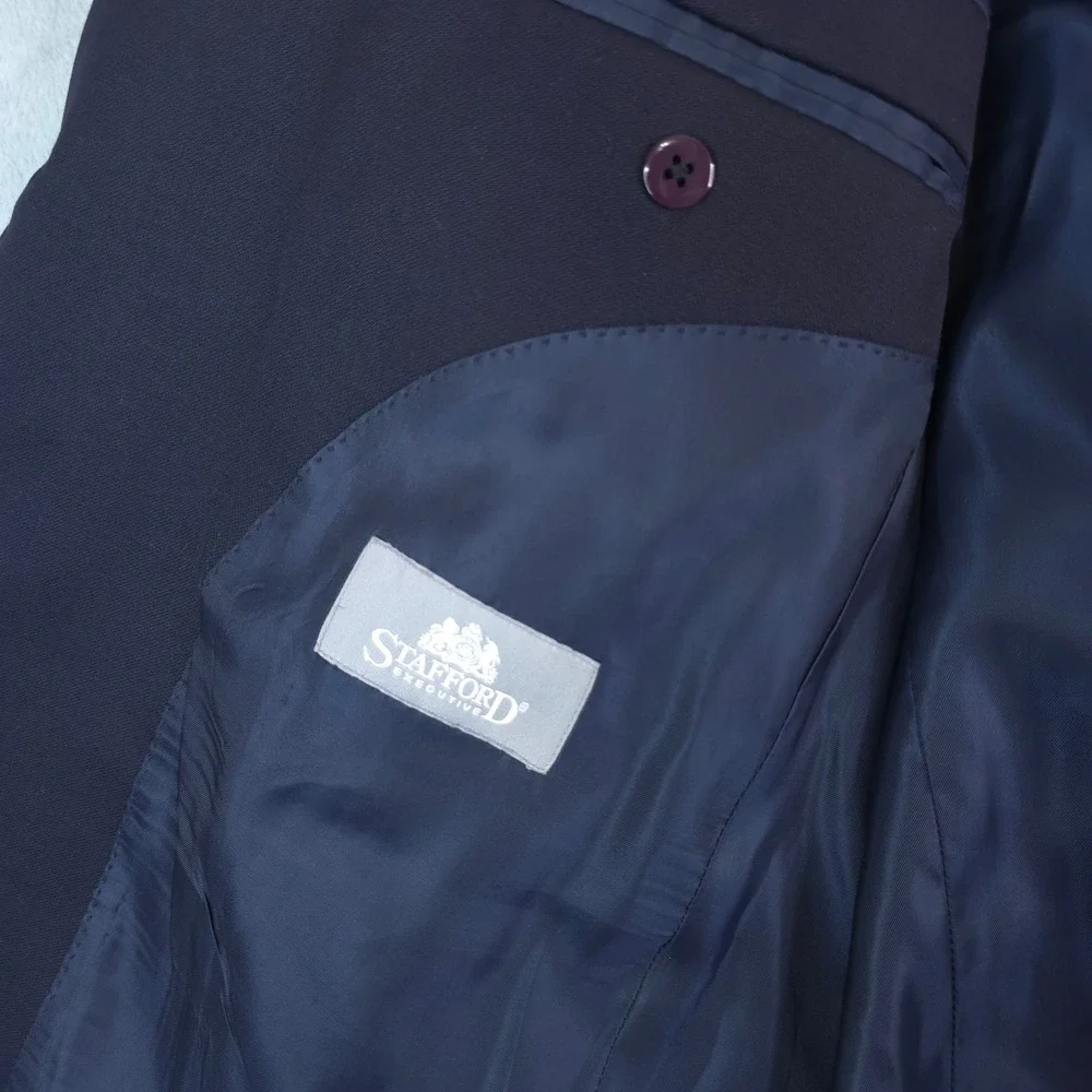 Stafford Executive Blazer Mens 44R Navy Blue‎ Wool Sport Coat